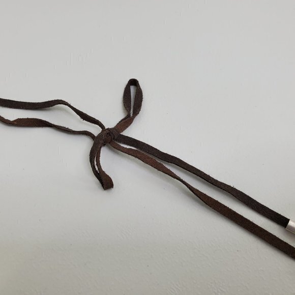 Boho‎ Necklace Choker Suede Brown Silver Tone Faux - Picture 3 of 7